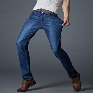 高弹力秋冬款牛仔裤男修身直筒弹性休闲大码小脚裤子商务潮流男装