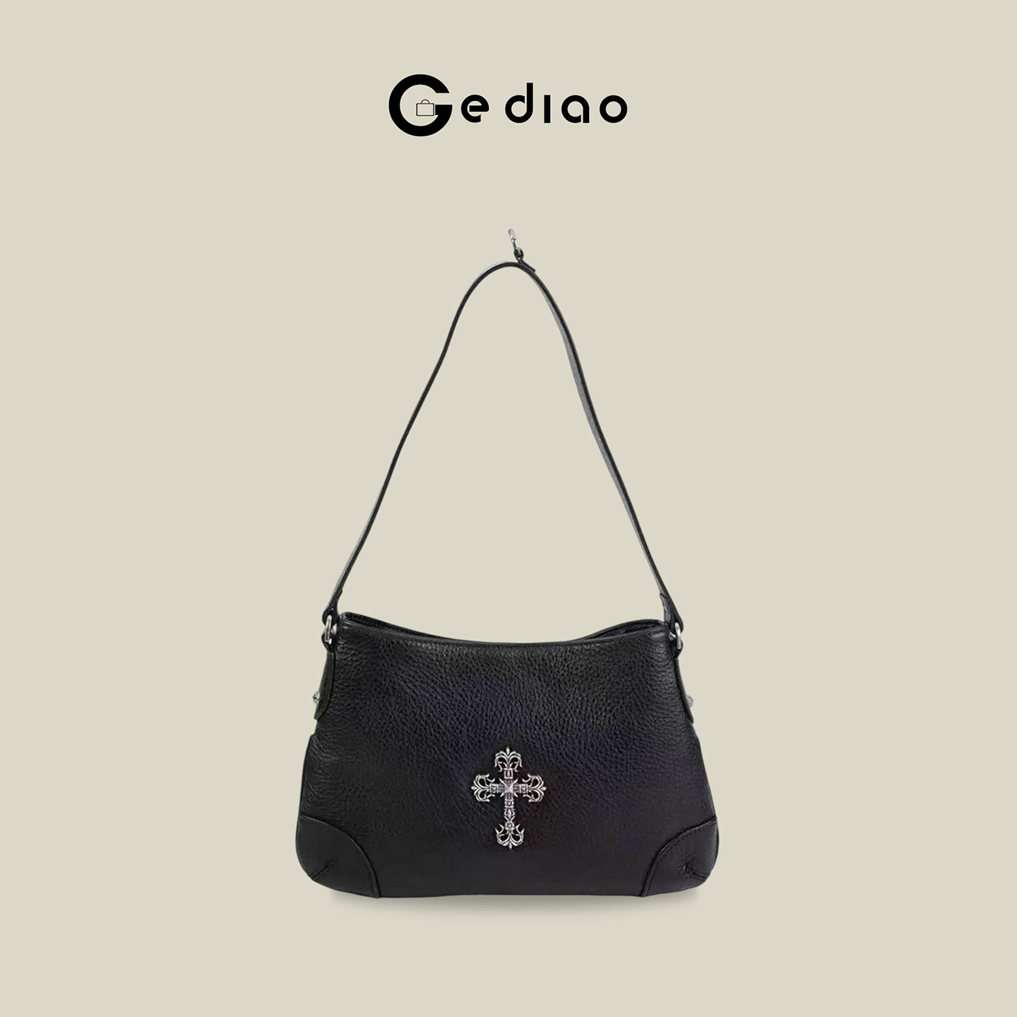 格调studio极简十字架荔枝纹包包2026新款腋下包高级感手提单肩包