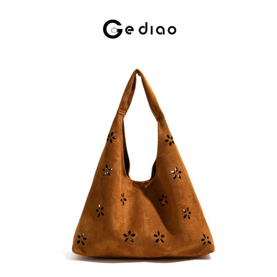 复古轻奢镂空麂皮包包2025年新款