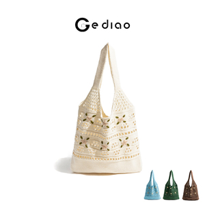 格调studio森系简约镂空手工钩花编织包包2025年新款手提包单肩包