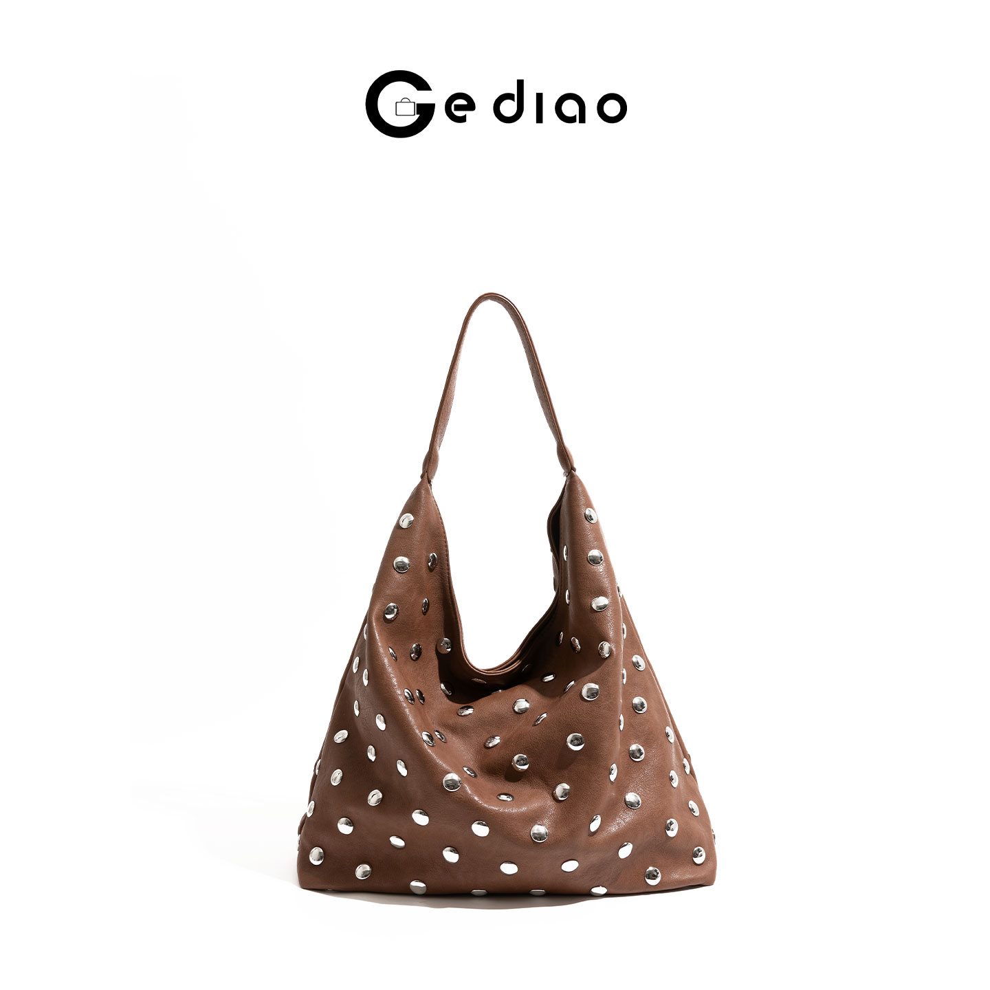 复古个性金属铆钉软皮pu包机能风