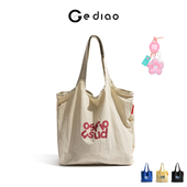 格调studio韩系简约字母小众设计帆布包包慵懒通勤文艺单肩托特包