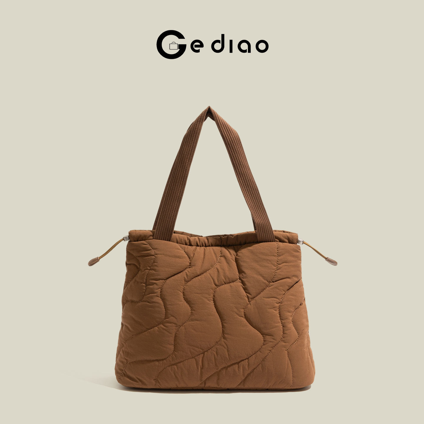 格调studio韩系绗缝夹棉包包2025冬季轻羽绒手提包抽绳设计单肩包,箱包皮具/热销女包/男包,托特包,淘宝优惠券,粉丝福利购,淘宝优惠卷