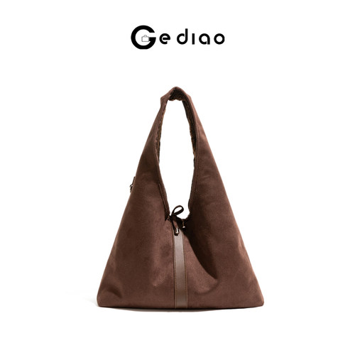 复古绒面三角包包2025秋冬双面