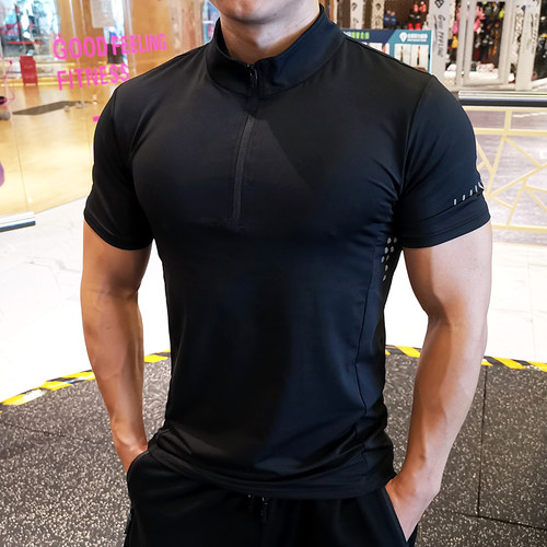 肌肉荣耀短袖健身polo立领紧身衣