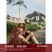 卫衣外套运动中裤 BeerBro 女宽松开衫 褶皱感风衣学院风套装 潮 美式