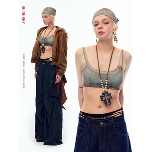 BeerBro『brat girl』 辣妹满印豹纹针织运动内衣吊带背心