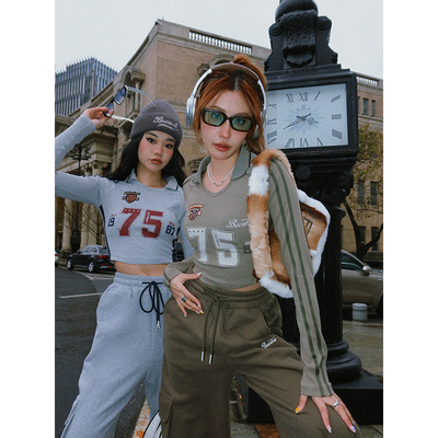 Bella风美式辣妹针织套装