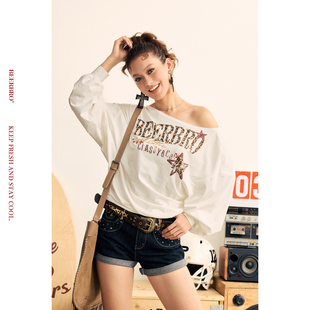 『狂欢音乐节』莫代尔柔软亲肤一字肩辣妹印花卫衣 3/6 20:00上新