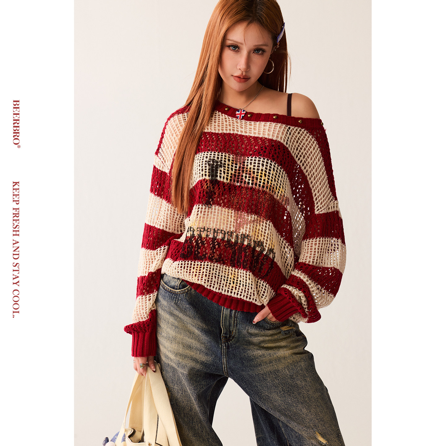 『复古声浪』复古摇滚辣妹条纹毛织宽松毛衣罩衫 1/26 20:00上新,女装/女士精品,毛衣,淘宝优惠券,粉丝福利购,淘宝优惠卷