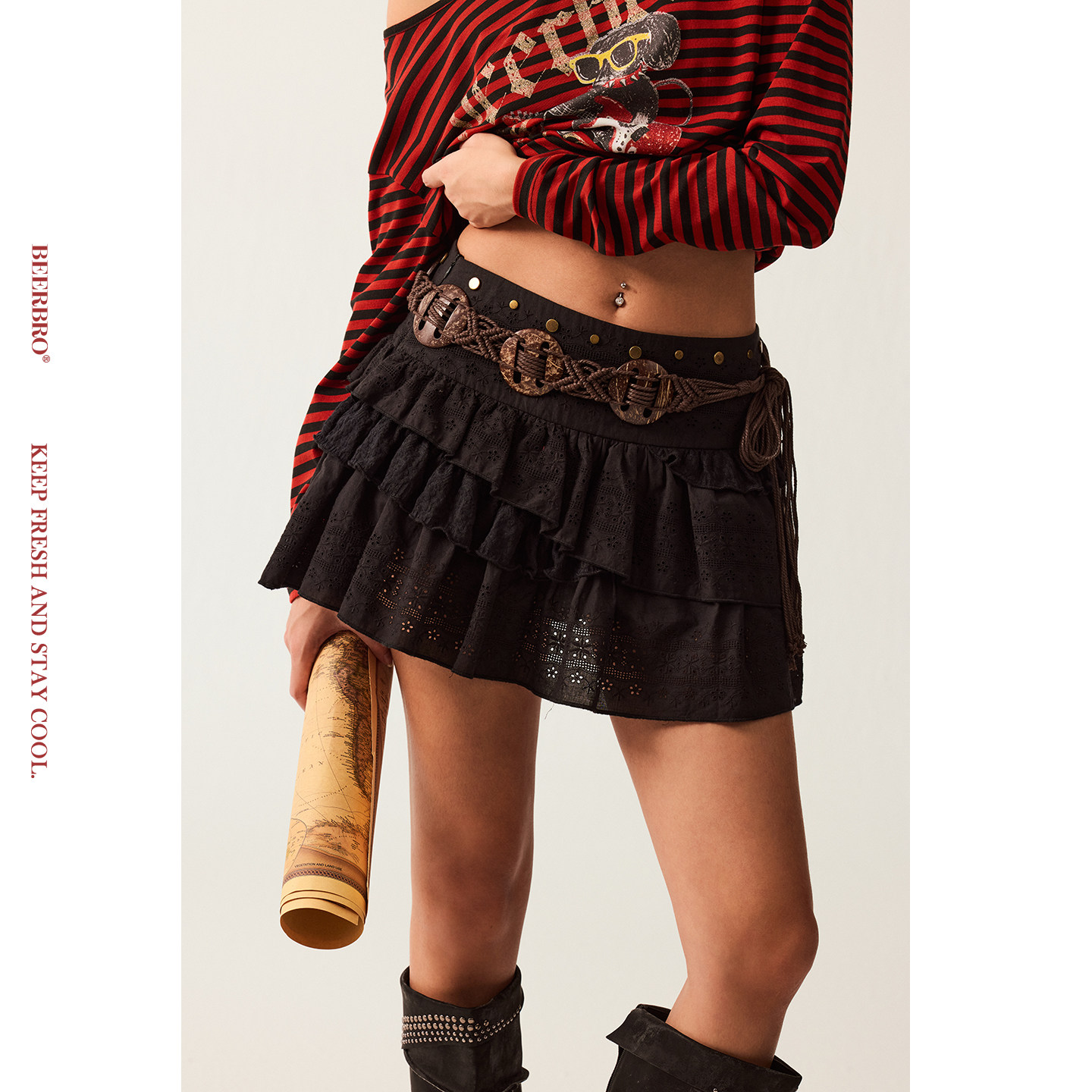 BeerBro『新启旅途』美式嬉皮风提花面料A字裙显瘦蛋糕半身裙女,女装/女士精品,半身裙,淘宝优惠券,粉丝福利购,淘宝优惠卷