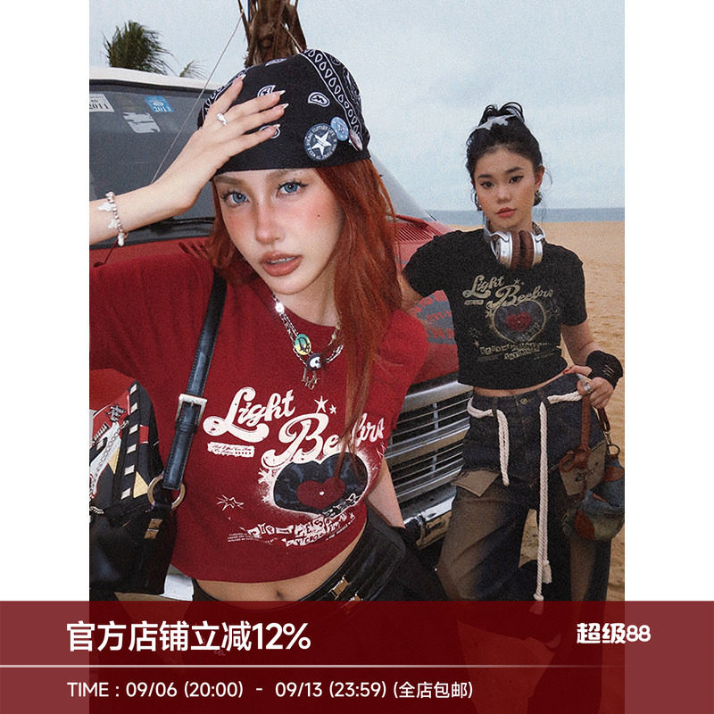 情人节薄款复古短袖美式图片