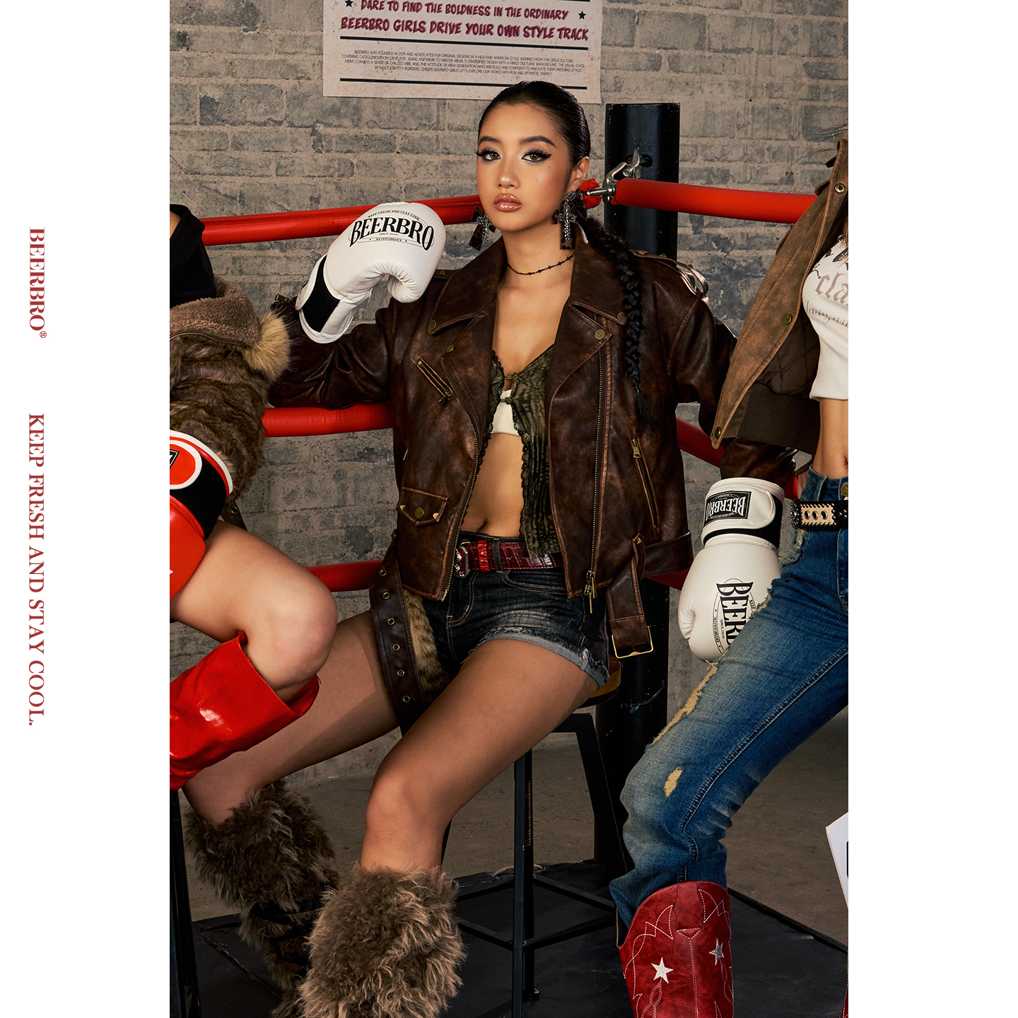 BeerBro『暴力美学 』百搭耐看洗水做旧棕咖色随性宽松机车短外套