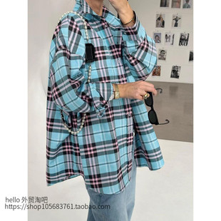 休閑寬松襯衣Casual loose 法式 checkered shirt 格紋襯衫 歐美新款
