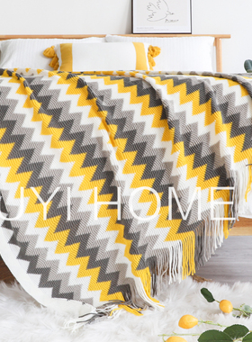 北欧家居软装装饰毯民宿沙发毯子搭巾单人午休毯毛线毯床上搭毯