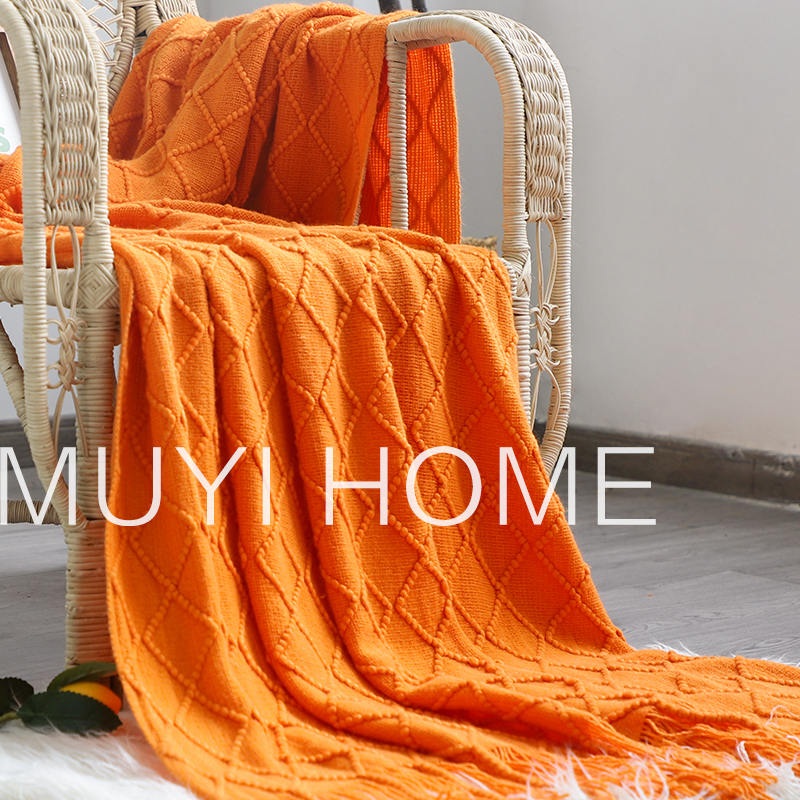 北欧复古针织搭毯民宿