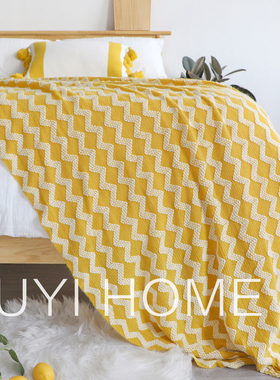 北欧针织流苏毛毯沙发盖毯酒店床尾巾民宿床尾毯午睡毯子床上搭巾