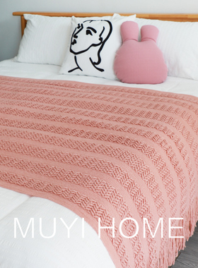 北欧针织休闲毯镂空沙发毯盖毯民宿装饰毯床尾巾床尾毯搭巾夏盖毯