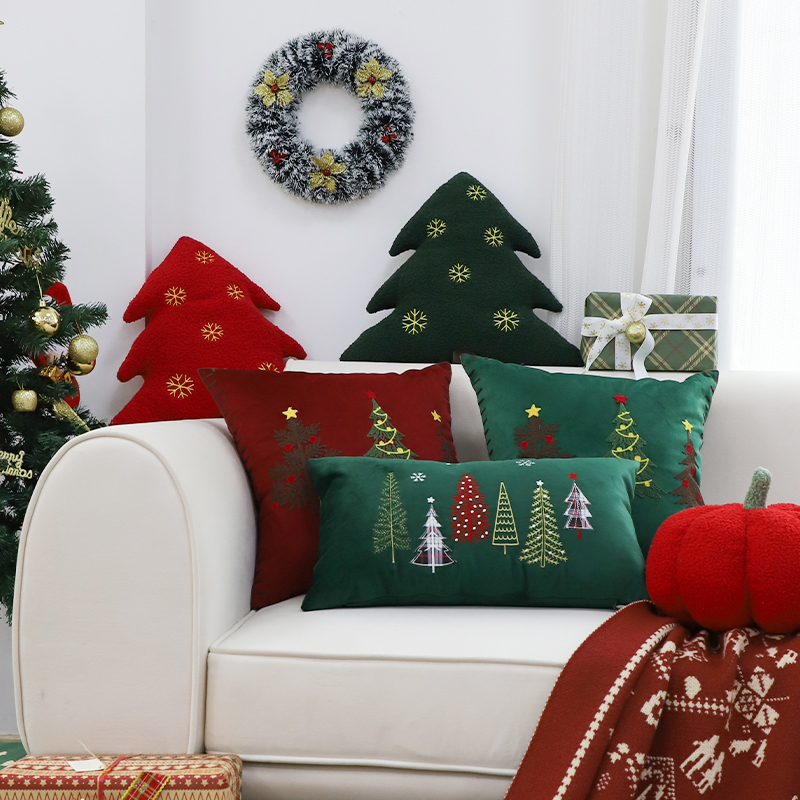 抱枕套客厅圣诞节刺绣