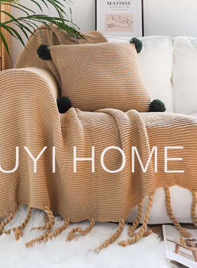 北欧INS毛毯编织毯沙发毯民宿毯子床尾毯办公室午睡毯针织盖毯