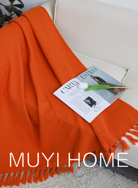 北欧纯色加大床尾巾民宿酒店加厚床尾毯搭巾床旗床盖美式软装搭毯