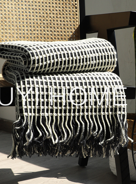北欧性冷淡风华夫格毛毯样板房装饰毯床尾搭毯搭巾休闲毯午睡毯