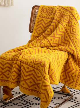 秋冬摩洛哥半边绒装饰毯子沙发毯床尾搭毯办公室休闲毯加绒盖毯