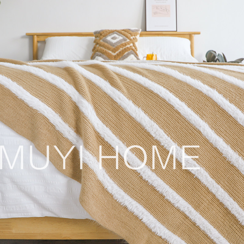 北欧网红毛绒针织盖毯办公室午睡毯民宿床尾毯床搭沙发毯休闲毯子,床上用品,休闲毯/毛毯/绒毯,淘宝优惠券,粉丝福利购,淘宝优惠卷