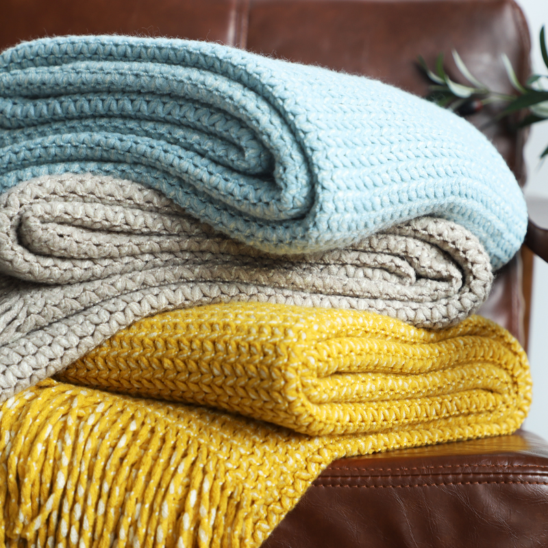 加厚加大针织毛线毯民宿酒店床尾