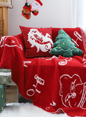 北欧软绵绵圣诞老人毛毯红色节日毯子客厅沙发毯卧室床上盖毯搭毯