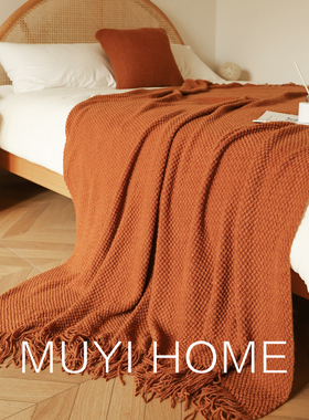 沙发毯INS风毛毯民宿床尾毯床尾巾搭毯披肩毯子午睡毯空调盖毯