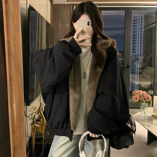 派克服超好看冬装厚外套两面穿座山雕羽绒棉服女2026新款加绒韩系