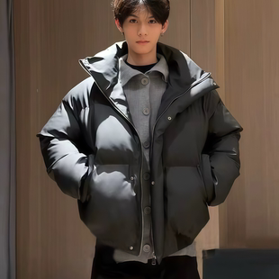 棉衣PU皮面包服潮外套 羽绒服男加厚宽松立领cleanfit短款 美式 冬季