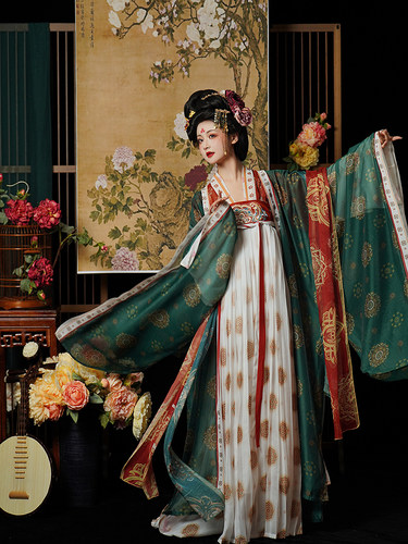 一溪云盛唐公主原创复原款唐制褙子齐胸大袖衫唐制刺绣汉服女夏款