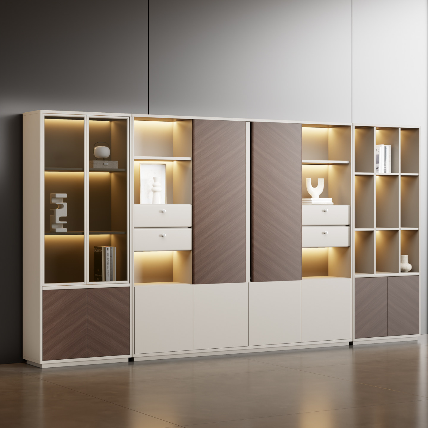 老板办公室书柜背景柜文件柜木质资料柜现代简约储物柜靠墙落地柜