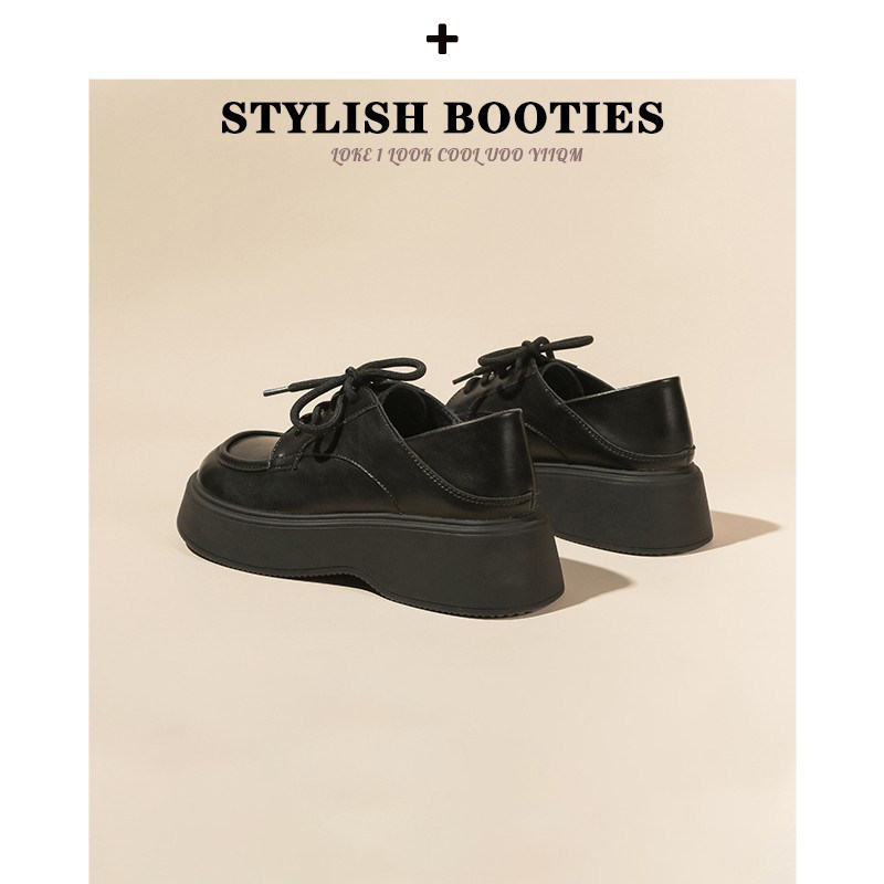 轻漫家2023年春秋季新款百搭乐福单鞋女真皮加绒厚底英伦小皮鞋女