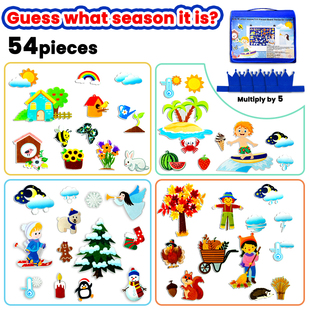 幼儿园墙面游戏 四季认知玩具 公开课教具儿童猜季节早教互动墙贴