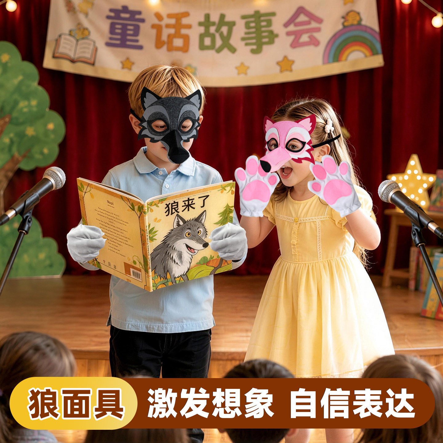 大灰狼面具成人儿童万圣节走秀