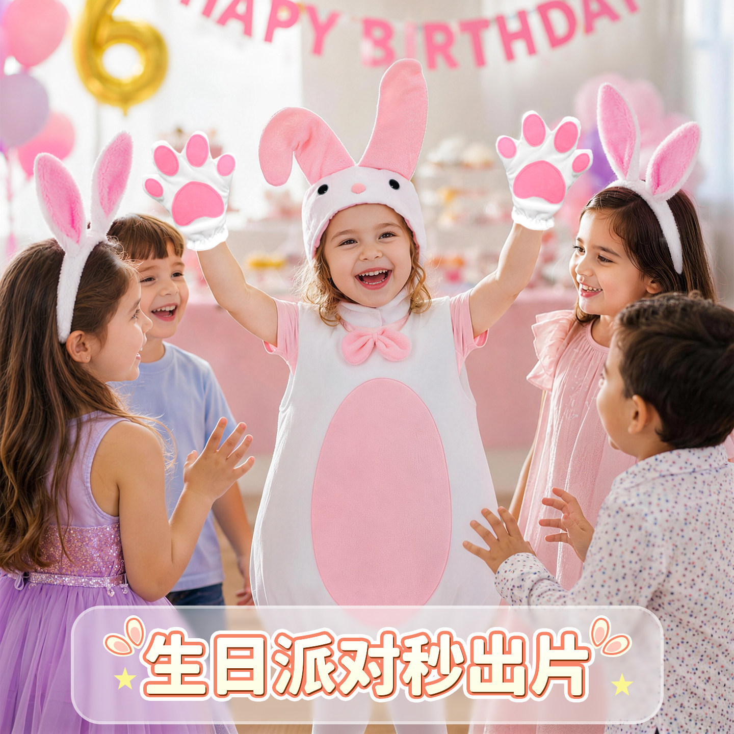 儿童兔子卡通表演服万圣节cos