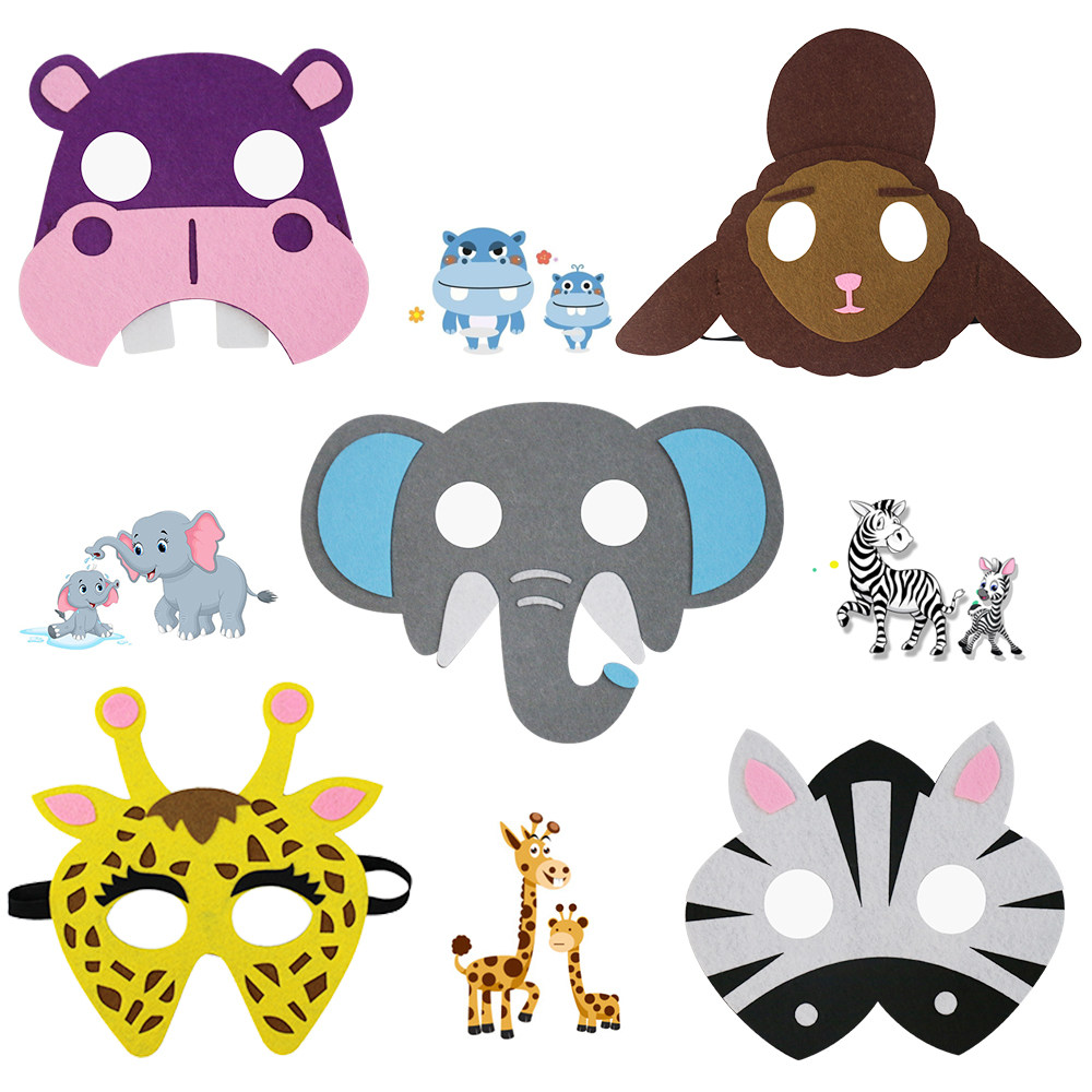儿童动物面具道具长颈鹿大象小羊