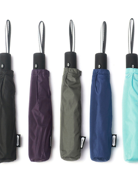 日本超轻泼水铅笔伞三折叠全自动晴雨伞男女两用黑胶防晒遮阳伞