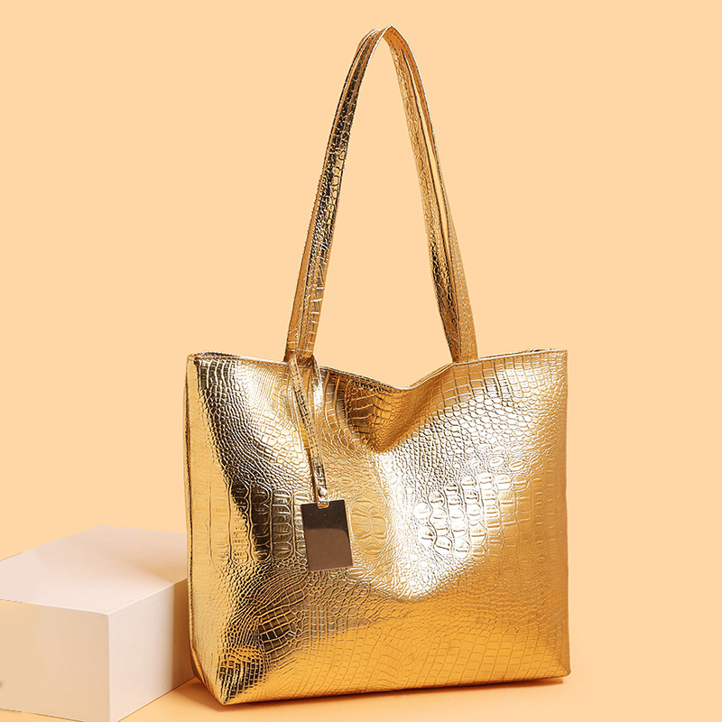 大容量包包女新款夏季漆皮亮面单肩包百搭女士手提包女通勤托特包