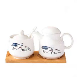 陶瓷调料罐牙签筷子筒调味瓶套装餐饮饭店面馆辣椒罐醋壶商用酱油