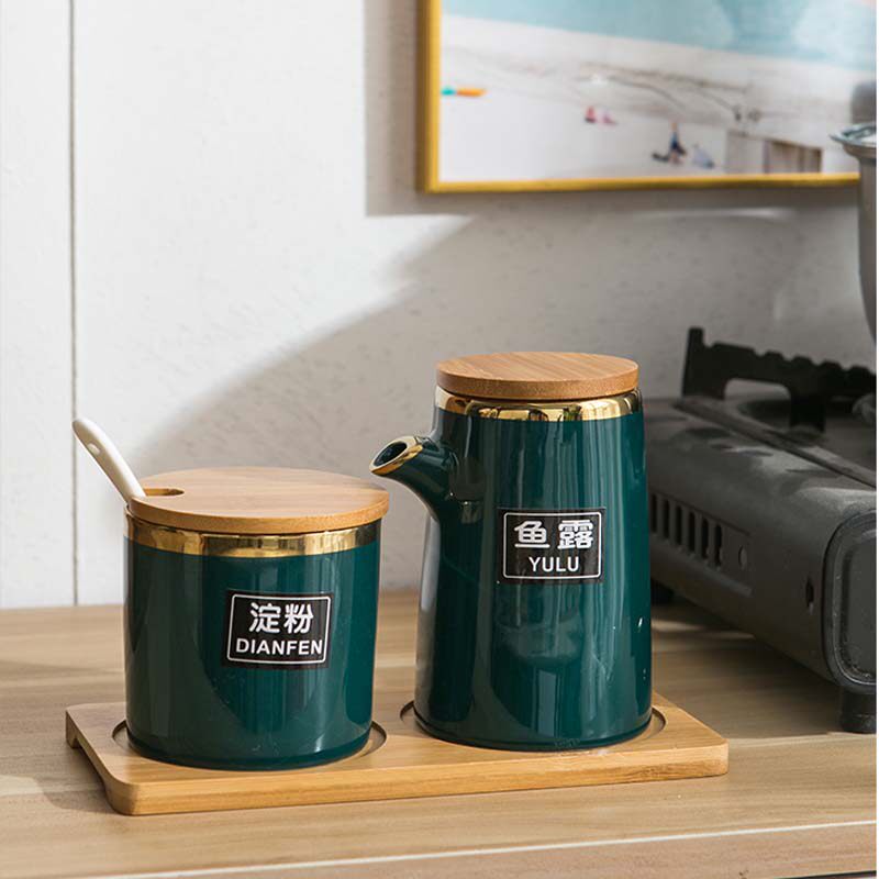 调味罐陶瓷调味醋瓶调味油瓶盐罐商用套装厨房有盖辣椒罐醋壶油罐