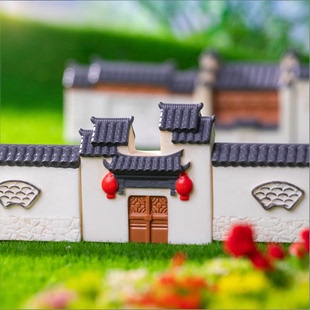 微景观仿真中式建筑微缩模型装饰品江南徽派古房子马头墙盆景造景