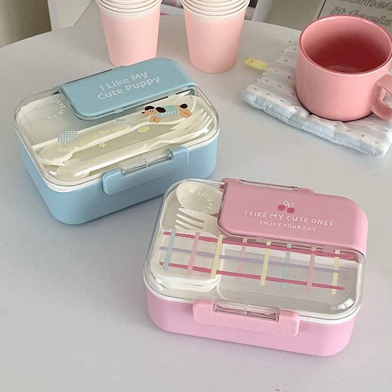 不腻少女心 自带叉勺~分格大容量带盖可爱粉色面包水果便当盒,餐饮具,饭盒/保温桶/保温提锅,淘宝优惠券,粉丝福利购,淘宝优惠卷