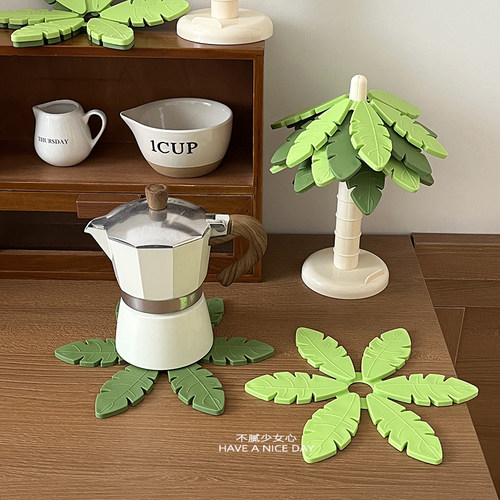 椰树隔热垫餐桌耐高温厨房砂锅碗杯垫高颜值家用可折叠防烫垫