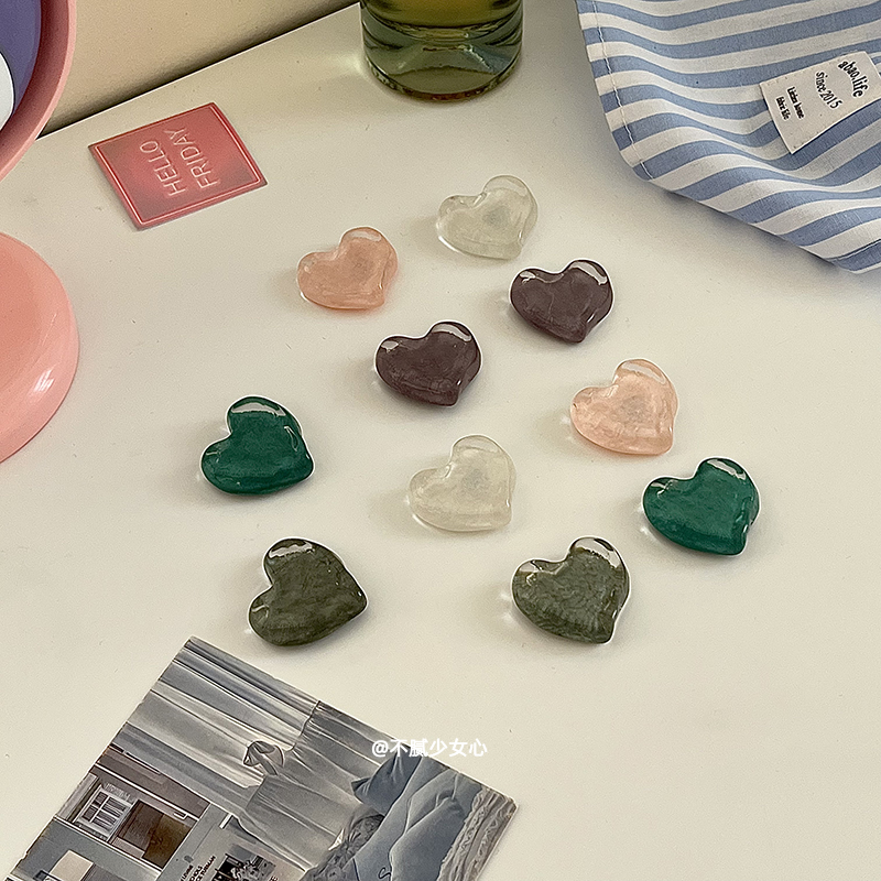 ins风果冻感闪亮细闪亮片半透明亚克力爱心冰箱贴少女感磁吸贴饰