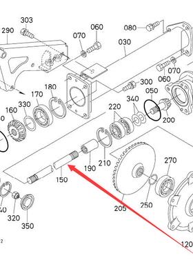 久保田手扶6行插秧机配件摆动外壳传动轴套管传动轴齿PG101-24310
