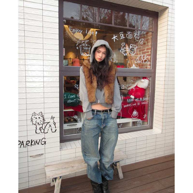 ASSAULT aw25短款环保皮草马甲 卡其